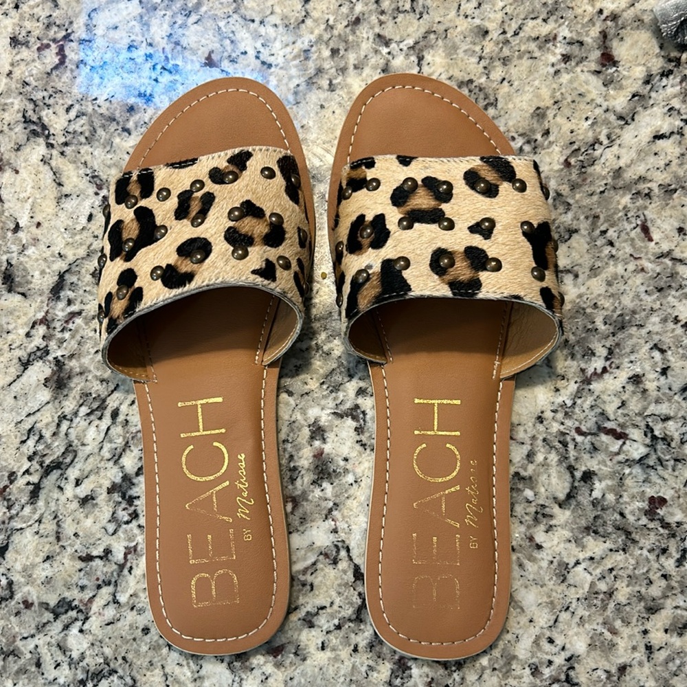 Studded leopard print sandals